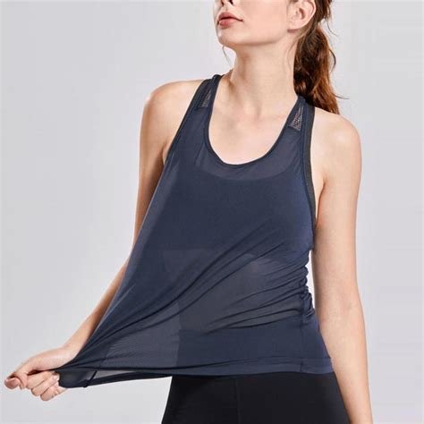 women s sleeveless quick dry racerback sports shirt workout mesh tank top in yoga shirts from