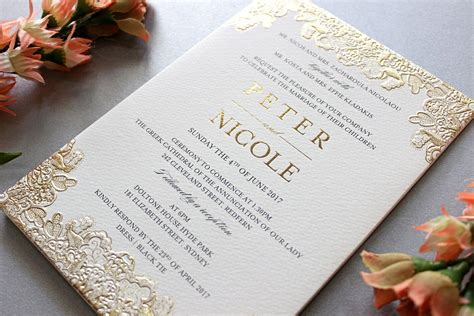 Vinas Invitation Gold Emboss Gold Font White Gold Classic Classic