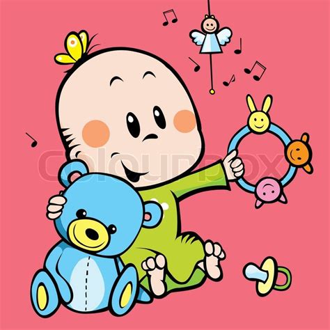 Cute Baby Playing Stock Vector Colourbox