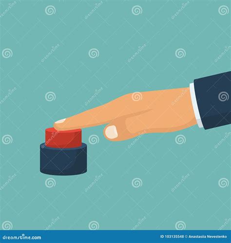 Hand Pressing Red Button Stock Vector Illustration Of Pointer 103135548