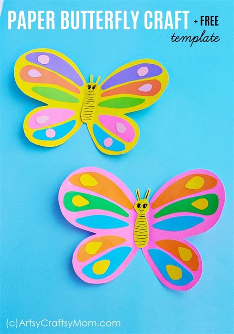 Paper Butterfly Craft Free Template Spring Craft For Kids