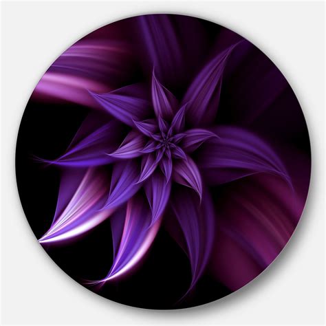 Designart Fractal Flower Purple Floral Circle Metal Wall Art