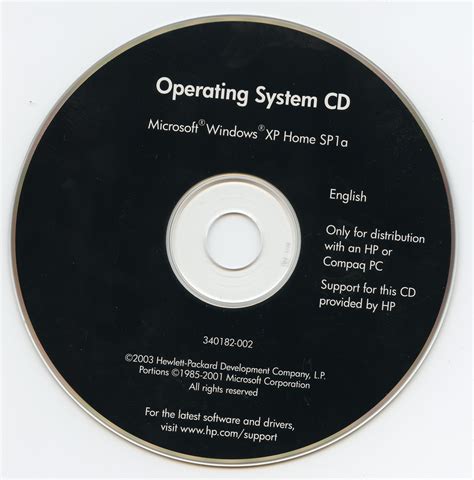 Operating System Cd Microsoft Windows Xp Home Sp1a 340182 002