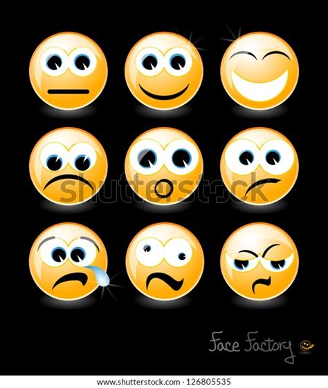 Vector Set Smiley Faces On Black Stock Vector Royalty Free 126805535
