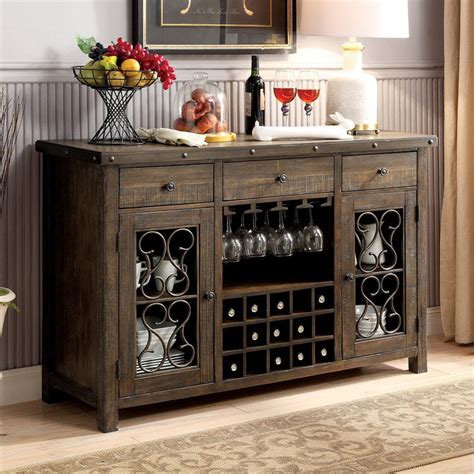 Furniture Of America Arlyne Wood Wine Storage Buffet Server In Brown