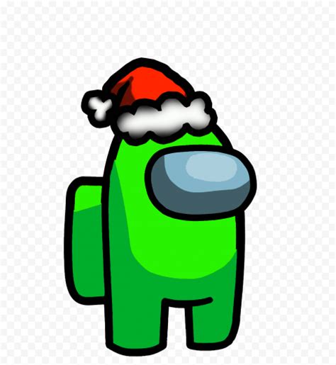 Hd Green Lime Among Us Crewmate Character With Santa Hat Png Citypng