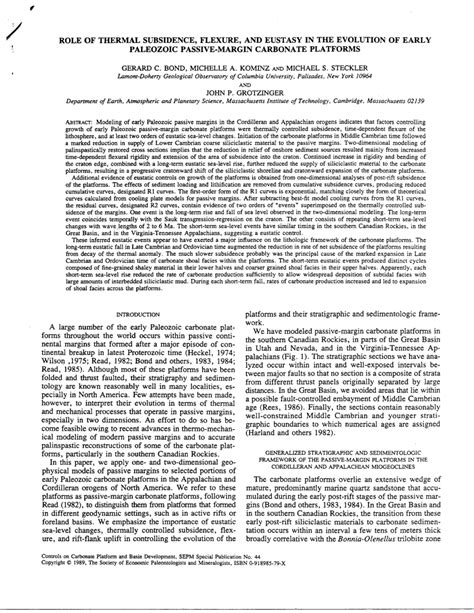Pdf Role Of Thermal Subsidence Flexure And Eustasy In Evolution Of