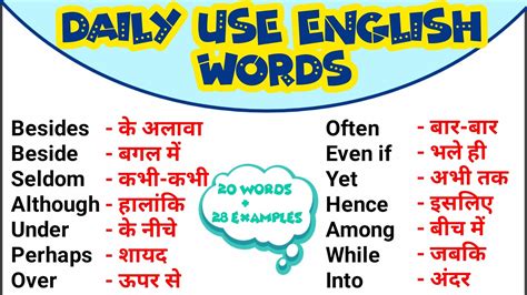 Important Daily Use English Words English Speaking Practice Rise Of