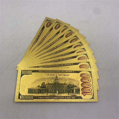 1 2 Price Sale 10000 Denomination Trump Authentic 24k Gold Commemorative Banknote W