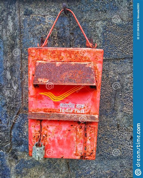 Old Indian Post Box Hanging In Village Traditional Indian Mail System