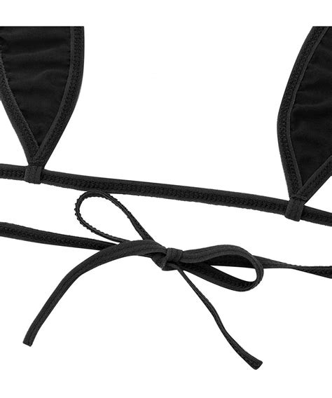 Woman Sexy Halterneck Top Micro Bikini Bra G String Sets Cheeky Two Piece Swimsuit Black