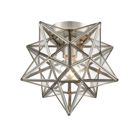 Moravian Star 1 Light Flush Mount In Polished Nickel With Clear Glass