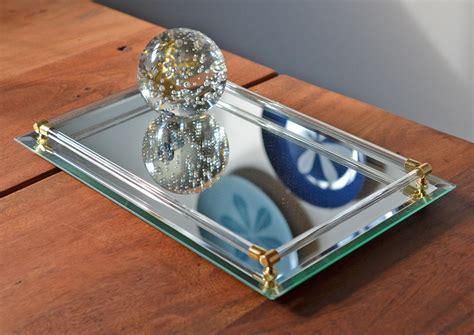 vintage beveled glass mirrored vanity tray art deco gold and etsy canada vanity tray mirror