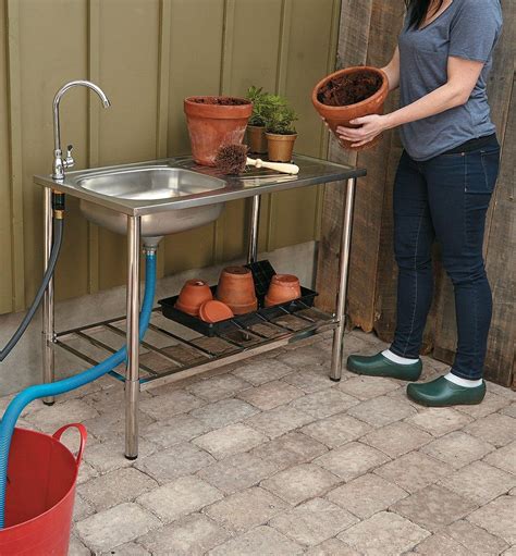 With your choice of three stone table top options and multiple base colors we can create an outdoor fire table that is truly unique. Stainless-Steel Outdoor Wash Table - Lee Valley Tools