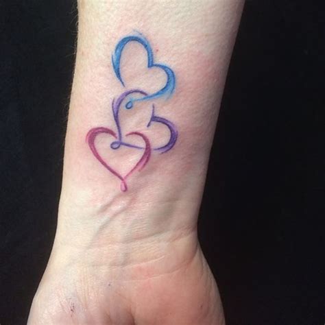 Color Heart Triple Heart Fingertattoos Tatoo Tattoos For Daughters