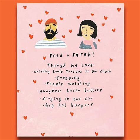 Personalised Couple Things We Love Print By Sooshichacha
