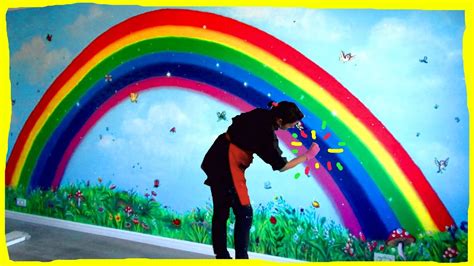 How To Paint A Colorful Rainbow On A Wall In A Kid`s Room Youtube