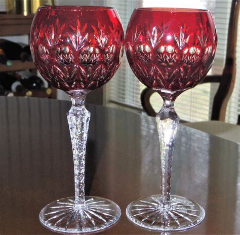 2 Ajka Florderis 8 Ruby Red Cased Glass Stems Goblets Etsy