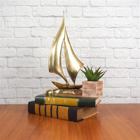 Vintage Brass Sailboat Sculpture Nautical Decor Sailor T Ts For