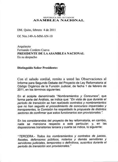 Observaciones Al Informe Para Segundo Debate Del Proyecto De Ley