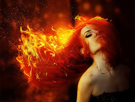 Inner Fire By Brumae Art On Deviantart Photo Manipulation Fire Hair