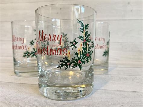 Christmas Glasses Holiday Tumblers Set Of 4 Merry Christmas Glasses Drinking Glasses Barware