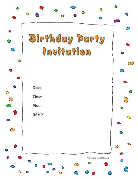 Free Birthday Invitation Card Template For Word Printable Templates Free