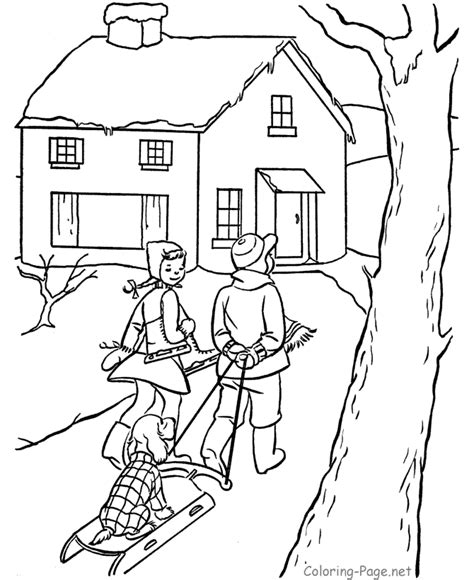 Winter Scene Coloring Pages Coloring Home