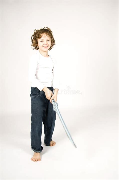 Boy With Sword Stock Image Image Of Isolated Blue Look 12291199
