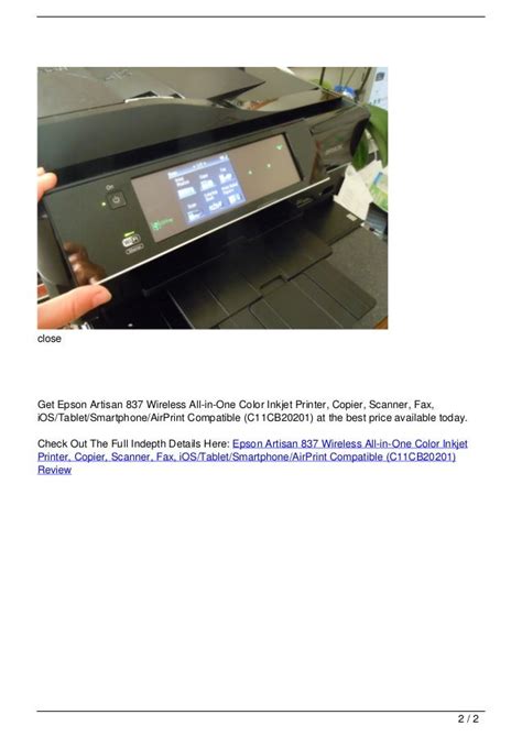 Epson Artisan 837 Wireless All In One Color Inkjet Printer Copier
