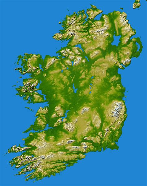 Ireland Shaded Relief And Colored Height