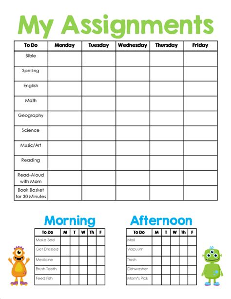 Print the daily routine checklist below and place on a clipboard in your home. Homeschool Assignment & Chores Sheet {Free Printable}