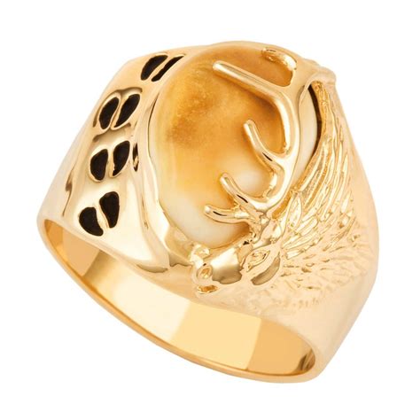 Tracker Elk Ivory Gold Mens Ring