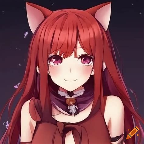 Illustration Of A Red Haired Anime Cat Girl On Craiyon