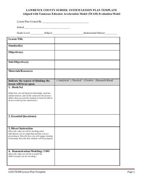 lawrence county school system lesson plan template sample