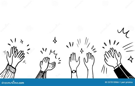 Hand Drawn Sketch Style Of Applause Thumbs Up Gesture Human Hands
