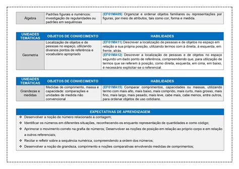 Habilidades De Matemática 1 Ano Bncc