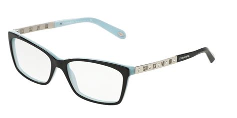 tiffany optical 0tf2103b full rim rectangle womens eyeglasses size 53 black blue clear lens