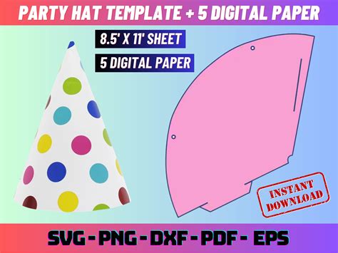 Party Hat Template Party Hat Svg Birthday Hat Template Etsy
