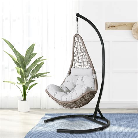 Ulax Furniture Indooroutdoor Wicker Hanging Basket Swing Chair Hammock Tear Drop Chair With
