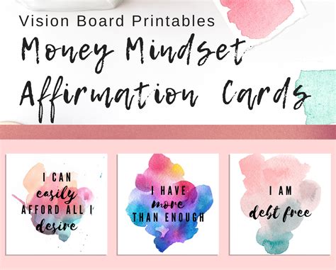 Vision Board Money Mindset Affirmation Cards Goal Cards Vision Board