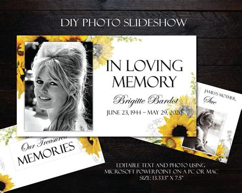 diy memorial photo slideshow powerpoint sunflowers funeral etsy