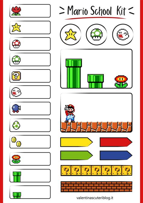 Free Printable Labels Super Mario 16bit Etichette Scuola Etichette