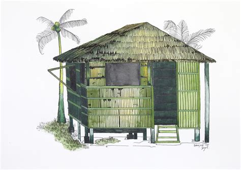 Bahay Kubo Nipa Hut Watercolour Painting Digital Download Etsy