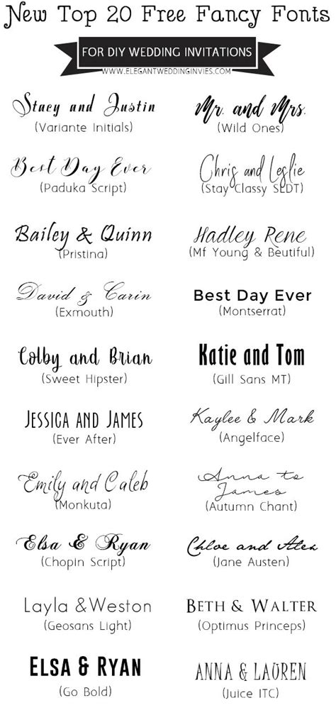 In this post, we've laid out 50 perfect font combinations that you can use in your designs today. Top 20 Free Fancy Fonts for DIY Wedding Invitations ...