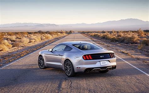 Hd Wallpaper Ford Mustang Silver Muscle Car Back View Gray Coupe