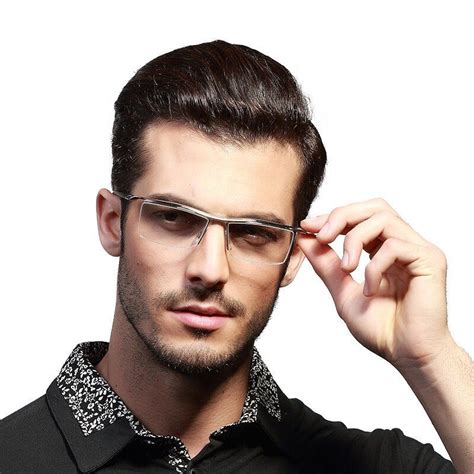 Mens Eyeglasses Alloy Steel Acetate Semi Rim Square E004 In 2022 Mens Eyeglasses Square
