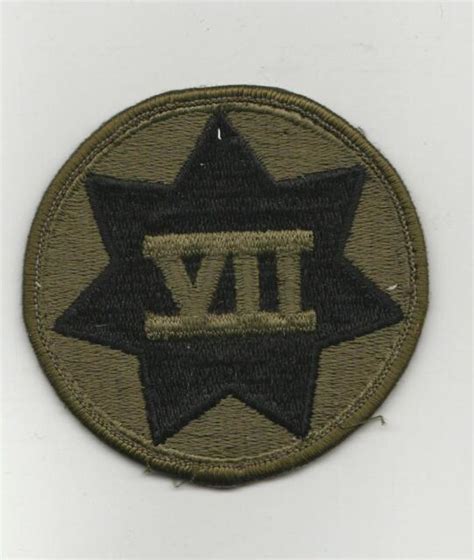 Us Army Vii 7th Corps Military Bdu Uniform Shoulder Patch Ww2 Green On