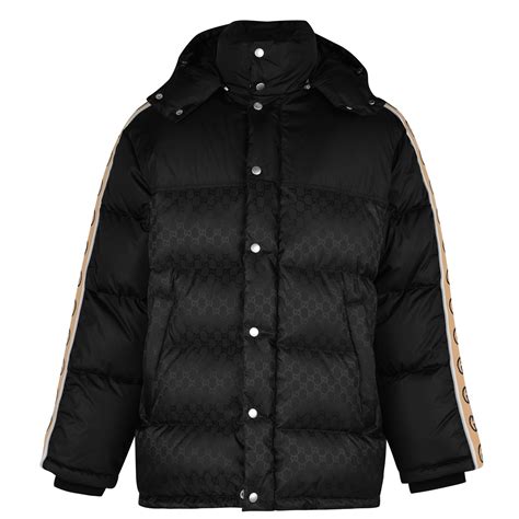 Gucci Gg Jacquard Nylon Padded Coat Men Black 1043 Flannels