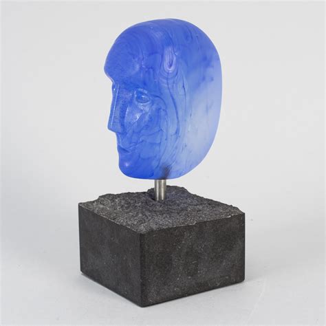 Bertil Vallien A Blue Glass Sculpture Head Kosta Boda Sweden